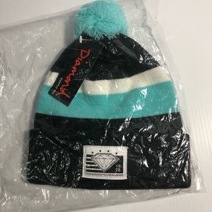 Diamond Supply Co. Striped poof beanie